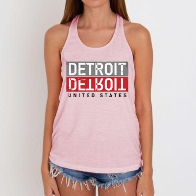 Detroit Mirrored Vintage Logo Women's Knotted Racerback Tank