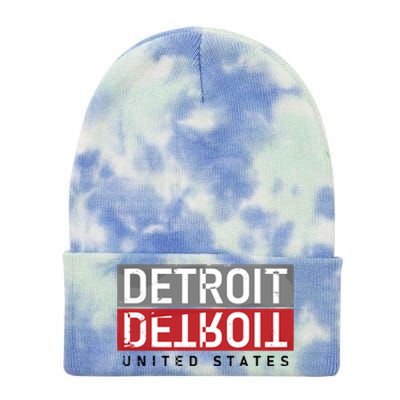 Detroit Mirrored Vintage Logo Tie Dye 12in Knit Beanie