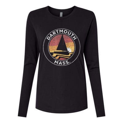 Dartmouth Massachusetts Vintage Sailboat 70s Womens Cotton Relaxed Long Sleeve T-Shirt