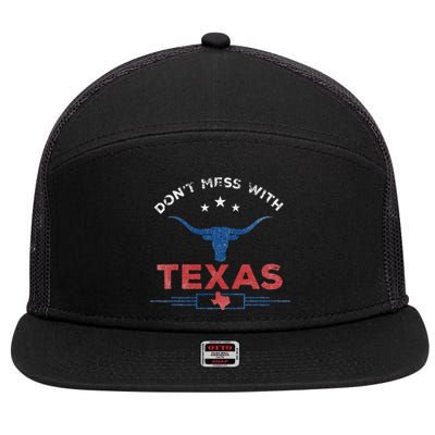 DonT Mess With Vintage Texas Longhorn Funny Vintage 7 Panel Mesh Trucker Snapback Hat