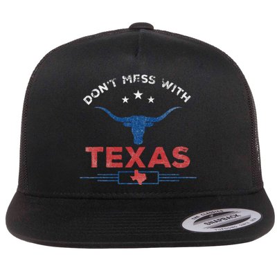 DonT Mess With Vintage Texas Longhorn Funny Vintage Flat Bill Trucker Hat