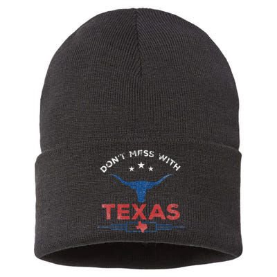 DonT Mess With Vintage Texas Longhorn Funny Vintage Sustainable Knit Beanie