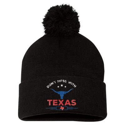 DonT Mess With Vintage Texas Longhorn Funny Vintage Pom Pom 12in Knit Beanie