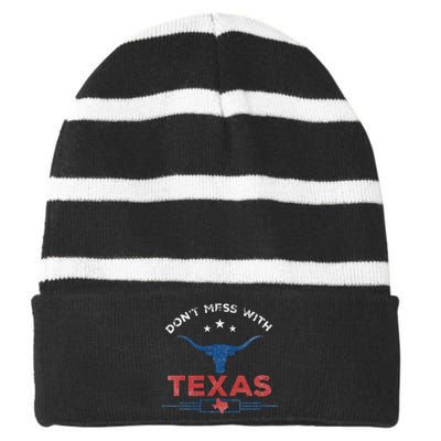 DonT Mess With Vintage Texas Longhorn Funny Vintage Striped Beanie with Solid Band