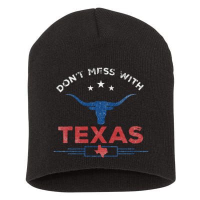 DonT Mess With Vintage Texas Longhorn Funny Vintage Short Acrylic Beanie