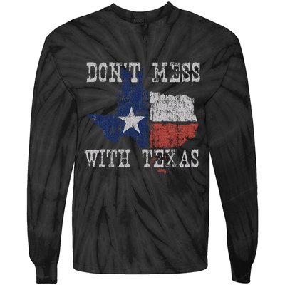 DonT Mess With Vintage Texas Longhorn Lone Star State Tie-Dye Long Sleeve Shirt