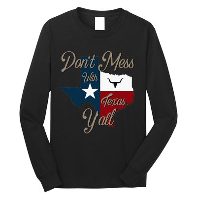 Dont Mess With Vintage Texas Pride Longhorn Lone Star State Long Sleeve Shirt