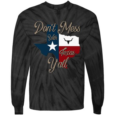 Dont Mess With Vintage Texas Pride Longhorn Lone Star State Tie-Dye Long Sleeve Shirt