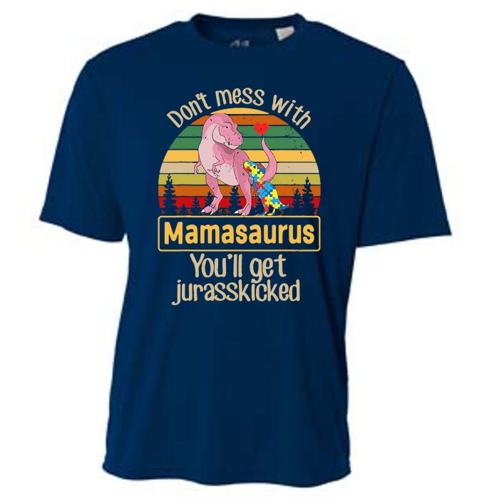 Don't Mess With Mamasaurus Autism Mom Mother's Day Cooling Performance Crew T-Shirt