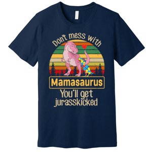 Don't Mess With Mamasaurus Autism Mom Mother's Day Premium T-Shirt