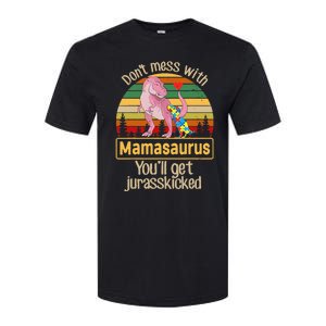 Don't Mess With Mamasaurus Autism Mom Mother's Day Softstyle CVC T-Shirt