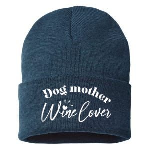 Dog Mother Wine Lover Cute Gift Sustainable Knit Beanie