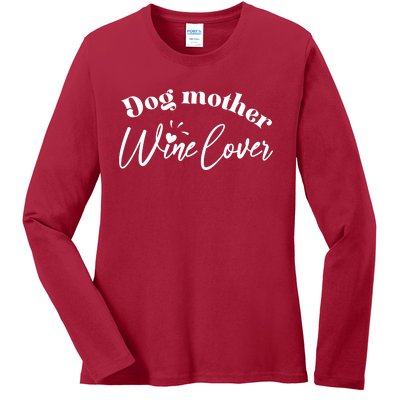 Dog Mother Wine Lover Cute Gift Ladies Long Sleeve Shirt