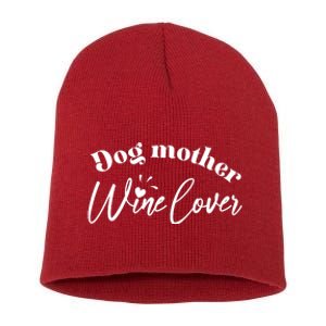 Dog Mother Wine Lover Cute Gift Short Acrylic Beanie