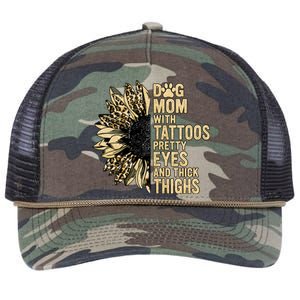 Dog Mom With Tattoos Pretty Eyes And Thick Thighs Sunflower Retro Rope Trucker Hat Cap