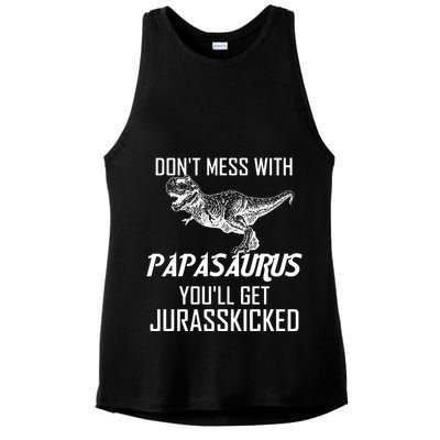 Don't Mess With Papasaurus Jurasskicked Ladies PosiCharge Tri-Blend Wicking Tank