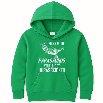 Don't Mess With Papasaurus Jurasskicked Kids Hoodie