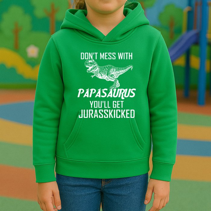Don't Mess With Papasaurus Jurasskicked Kids Hoodie