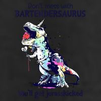 Don’T Mess With Bartendersaurus You’Ll Get Jurasskicked 7 Panel Mesh Trucker Snapback Hat