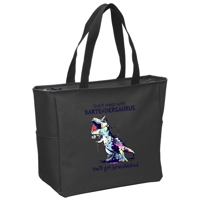 Don’T Mess With Bartendersaurus You’Ll Get Jurasskicked Zip Tote Bag