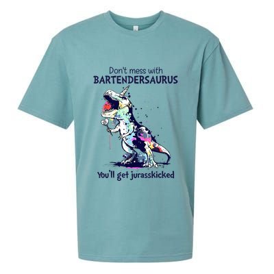Don’T Mess With Bartendersaurus You’Ll Get Jurasskicked Sueded Cloud Jersey T-Shirt