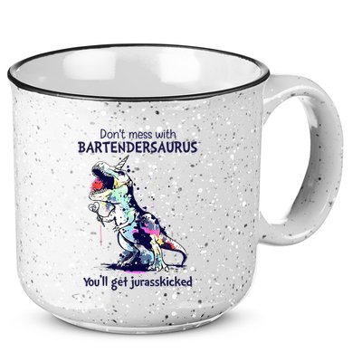 Don’T Mess With Bartendersaurus You’Ll Get Jurasskicked 15oz Campfire Ceramic Mug