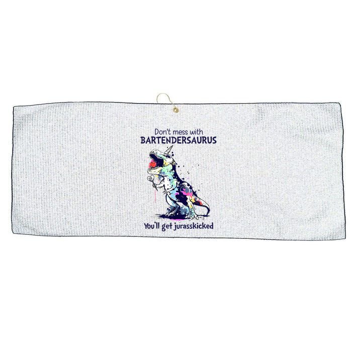 Don’T Mess With Bartendersaurus You’Ll Get Jurasskicked Large Microfiber Waffle Golf Towel