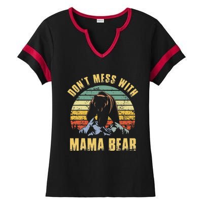 Don't Mess with Mama Bear Mothers Day for Mom Mama Ladies Halftime Notch Neck Tee