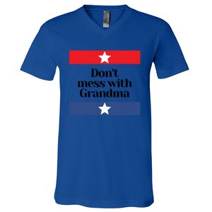 Don't Mess With Grandma Texas Mom Grandmother Gift V-Neck T-Shirt