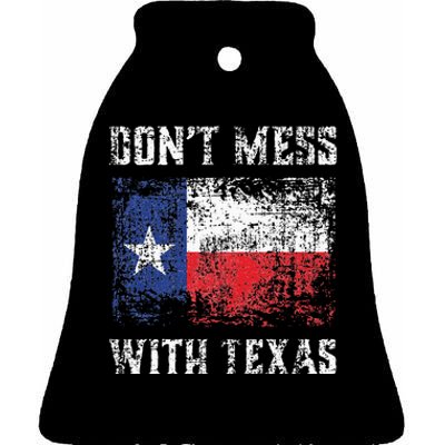 Don’t Mess With Texas Proud Texan Longhorn Lone Star State Ceramic Bell Ornament