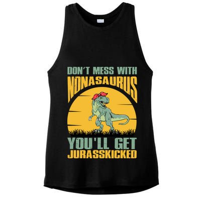 Don't Mess With Nonasaurus You'll Get Jurasskicked Mother's Day Ladies PosiCharge Tri-Blend Wicking Tank