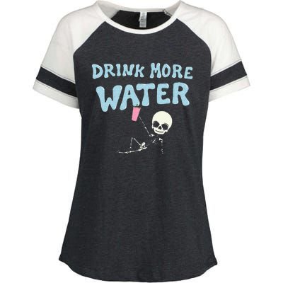 Drink More Water Funny Skeleton Enza Ladies Jersey Colorblock Tee