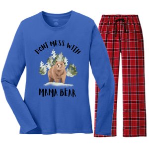 Don't Mess With Mama Bear Funny Mama Mommy Mom Bear Lovers Gift Women's Long Sleeve Flannel Pajama Set 