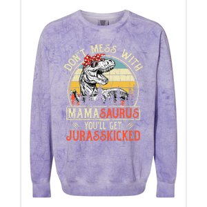 DonT Mess With Mamasaurus YouLl Get Jurasskicked Mama Colorblast Crewneck Sweatshirt