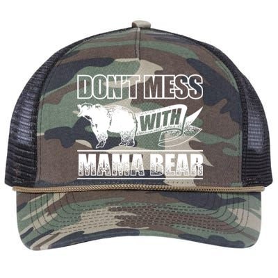 Don't Mess With Mama Bear Camping Gift Camper Gift Retro Rope Trucker Hat Cap