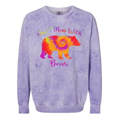 Don't Mess with Mama Bear Funny Mother's Day Tie Dye Colorblast Crewneck Sweatshirt