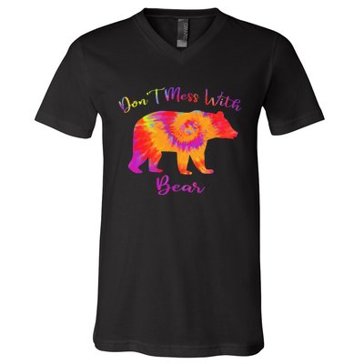 Don't Mess with Mama Bear Funny Mother's Day Tie Dye V-Neck T-Shirt