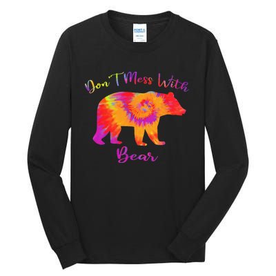 Don't Mess with Mama Bear Funny Mother's Day Tie Dye Tall Long Sleeve T-Shirt