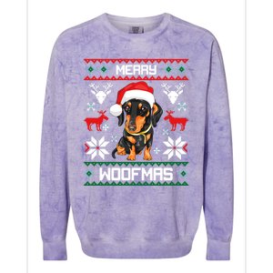 Dachshund Merry Woofmas Gift For Christmas Colorblast Crewneck Sweatshirt