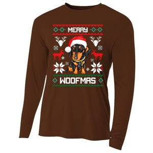 Dachshund Merry Woofmas Gift For Christmas Cooling Performance Long Sleeve Crew