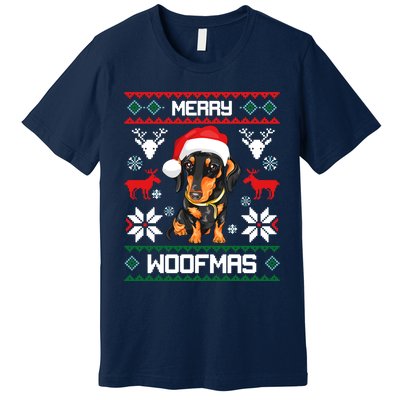 Dachshund Merry Woofmas Gift For Christmas Premium T-Shirt