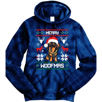 Dachshund Merry Woofmas Gift For Christmas Tie Dye Hoodie