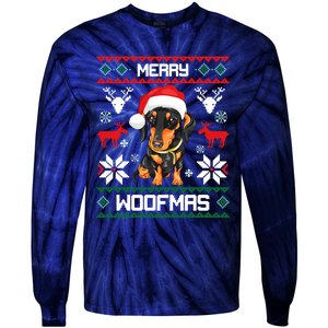 Dachshund Merry Woofmas Gift For Christmas Tie-Dye Long Sleeve Shirt