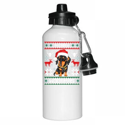 Dachshund Merry Woofmas Gift For Christmas Aluminum Water Bottle 