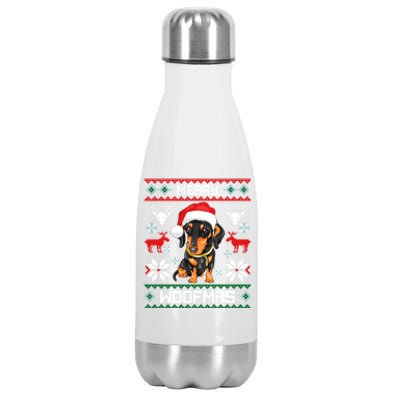 Dachshund Merry Woofmas Gift For Christmas Stainless Steel Insulated Water Bottle