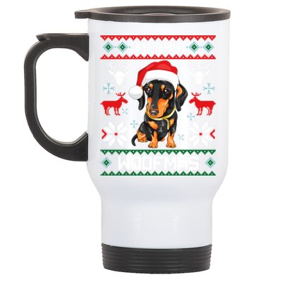 Dachshund Merry Woofmas Gift For Christmas Stainless Steel Travel Mug