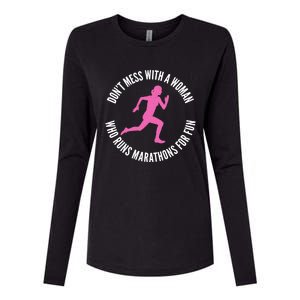 Dont Mess With A Who Runs Marathons For Fun Marathoner Gift Womens Cotton Relaxed Long Sleeve T-Shirt