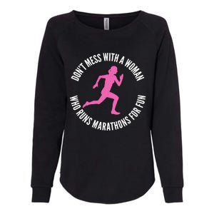 Dont Mess With A Who Runs Marathons For Fun Marathoner Gift Womens California Wash Sweatshirt