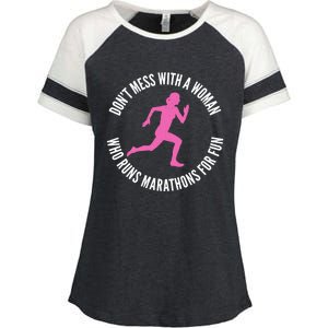 Dont Mess With A Who Runs Marathons For Fun Marathoner Gift Enza Ladies Jersey Colorblock Tee