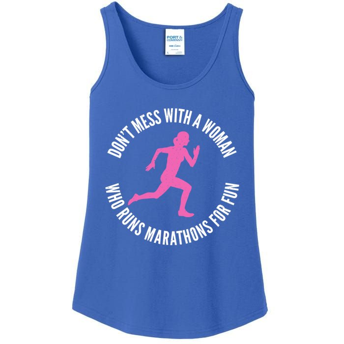 Dont Mess With A Who Runs Marathons For Fun Marathoner Gift Ladies Essential Tank